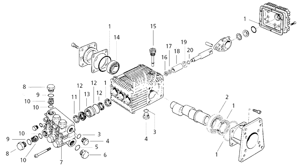 Pump Parts (1) Diagram and Parts List for PW3020  Campbell Hausfeld Pressure Washer